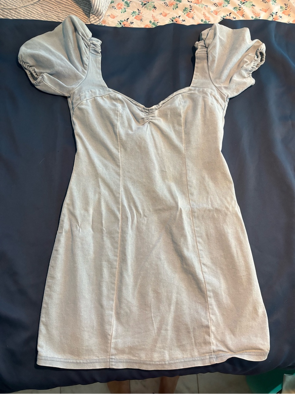 Puff Sleeve Mini Dress in Light Blue